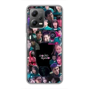 Чехол Гра в кальмара для Xiaomi POCO X5 (5G) (Коллаж Игра кальмара)