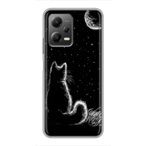 Чехол с принтом для Xiaomi POCO X5 (5G) (AlphaPrint) Модные коты (Котик и луна)