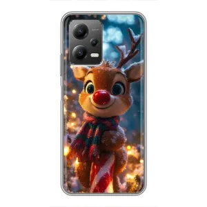Яскравий чохол для Xiaomi POCO X5 (5G) з Зимові Оленята (Олень з шарфом)