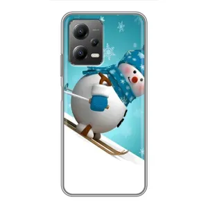 Новорічні Чохли для Сяомі POCO X5 (5G) (VPrint) (Сніговик на лижах)