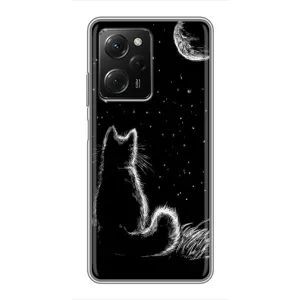 Чехол с принтом для Xiaomi POCO X5 Pro (5G) (AlphaPrint) Модные коты (Котик и луна)