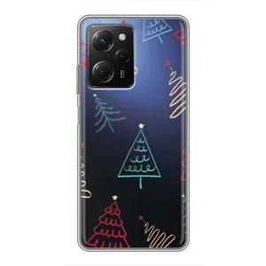 Зимні Чохли для Сяомі POCO X5 Pro (5G) - прозорий фон (Різдвяні ялинки)