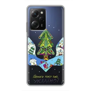 Зимні Чохли для Сяомі POCO X5 Pro (5G) - прозорий фон (Різдвяний герб)