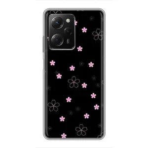 Чохол з розовим принтом для Xiaomi POCO X5 Pro (5G) (Рожеві квіти на чорному)