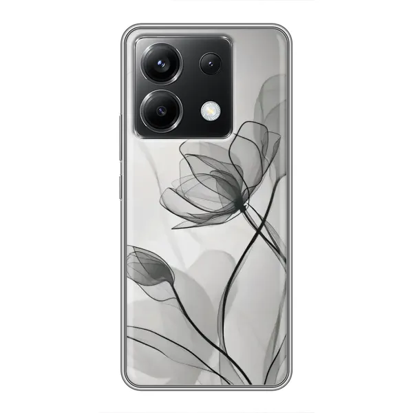 Чехол с принтом «Черные цветы» для Xiaomi POCO X6 5G
