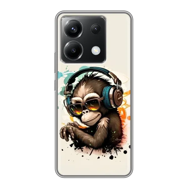 Чехол с принтом «Макака в наушниках» для Xiaomi POCO X6 5G