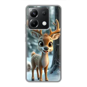Яскравий чохол для Xiaomi POCO X6 5G з Зимові Оленята (Оленятко в лісі)