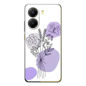 Силиконовый чехол с принтом в цветах на Xiaomi POCO X7 Pro (Букет фиолетовая абстракция)