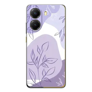 Силиконовый чехол с принтом в цветах на Xiaomi POCO X7 Pro (Фиолетовые листья абстракция)