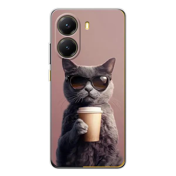 Чехол с принтом «Кот с кофе» для Xiaomi POCO X7 Pro Чехол с принтом «Кот с кофе» для Xiaomi POCO X7 Pro
