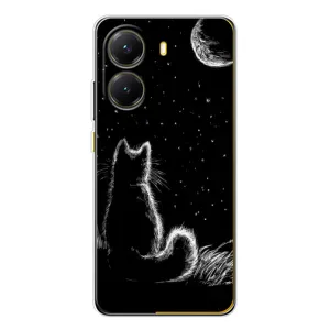 Чехол с принтом для Xiaomi POCO X7 Pro (AlphaPrint) Модные коты (Котик и луна)