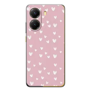 Чехол с розовым рисунком для Xiaomi POCO X7 Pro (Сердечки на розовом)