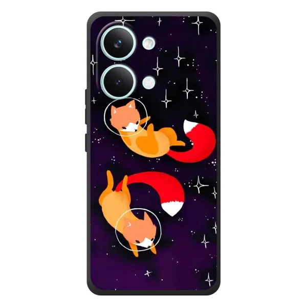 Чохол з принтом «Лисички космонавти» для Xiaomi Poco X8 Pro Max