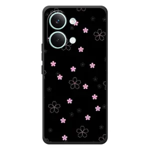 Чохол з розовим принтом для Xiaomi Poco X8 Pro Max (Рожеві квіти на чорному)