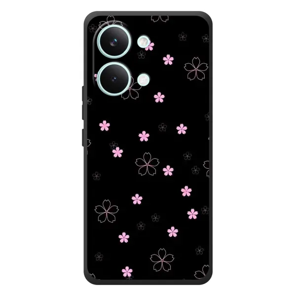 Чохол з принтом «Рожеві квіти на чорному» для Xiaomi Poco X8 Pro Max