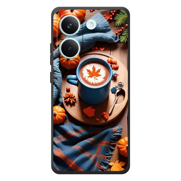 Чохол з принтом «Кава і гарбузики» для Xiaomi Poco X8 Pro