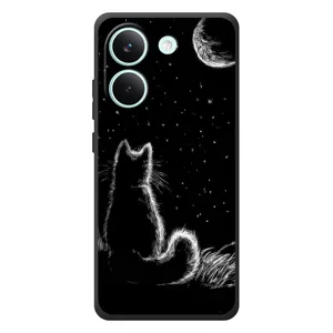 Чехол с принтом для Xiaomi Poco X8 Pro (AlphaPrint) Модные коты (Котик и луна)