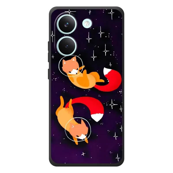 Чохол з принтом «Лисички космонавти» для Xiaomi Poco X8 Pro