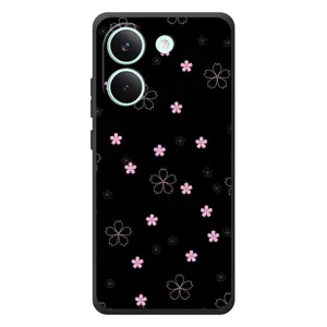 Чохол з розовим принтом для Xiaomi Poco X8 Pro (Рожеві квіти на чорному)
