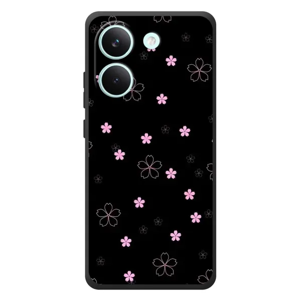 Чехол с принтом «Розовые цветы на черном» для Xiaomi Poco X8 Pro