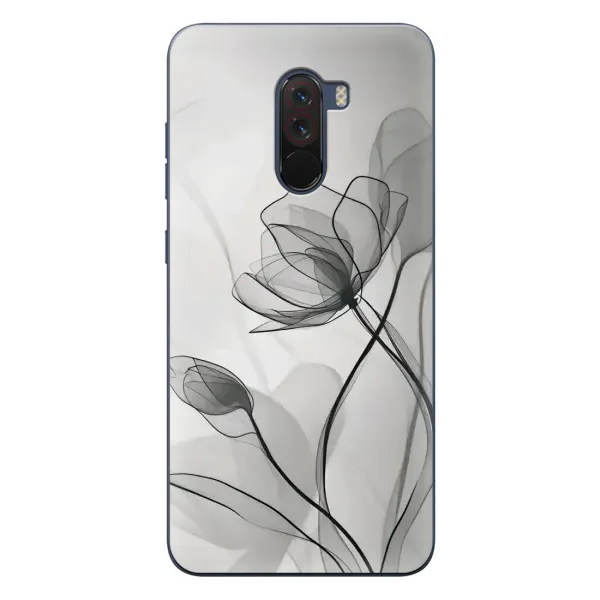 Чохол з принтом «Чорні квіти» для Xiaomi POCO F1 Чохол з принтом «Чорні квіти» для Xiaomi POCO F1