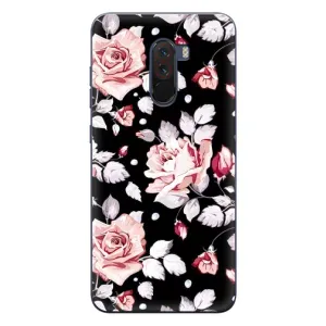 Чохли з квітами для Xiaomi POCO F1 (VPrint) (Квіти на чорному)