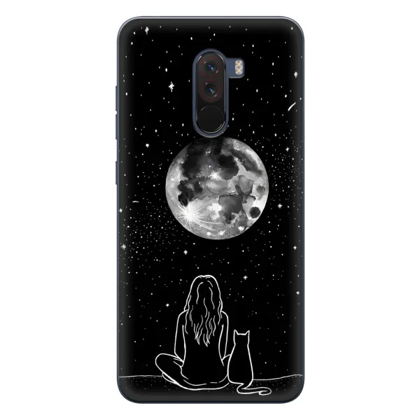 Чохол з принтом «Дівчина з котом» для Xiaomi POCO F1 Чохол з принтом «Дівчина з котом» для Xiaomi POCO F1