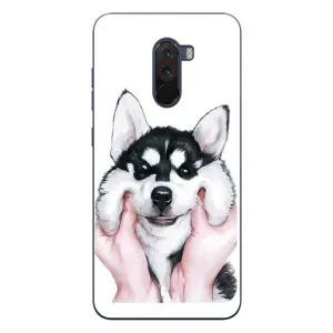 Чехлы с собаками для Xiaomi POCO F1 (VPrint) (Довольный Хаски)