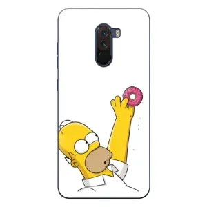 Чехол с Симпсонами для Xiaomi POCO F1 (VPrint) (Гомер с пончиком)