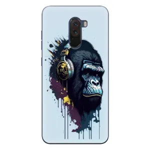 Чехол с Обезьянами Xiaomi POCO F1 - (AlphaPrint) (Горилла в наушниках)