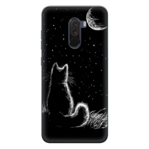 Чехол с принтом для Xiaomi POCO F1 (AlphaPrint) Модные коты (Котик и луна)