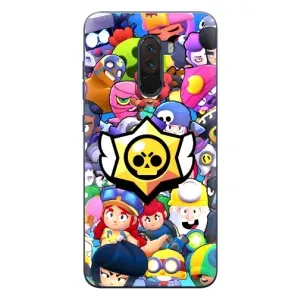 Чехол для Xiaomi POCO F1 Бравл Старс (VPrint) (Лого Brawl Stars)