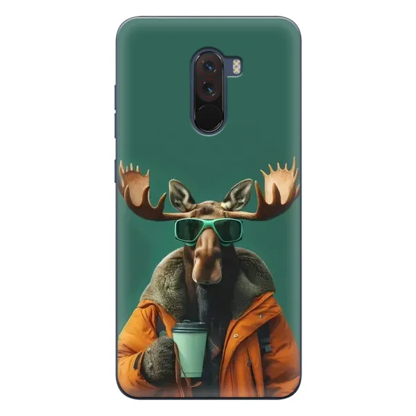 Чехол с принтом «Лось с кофе» для Xiaomi POCO F1