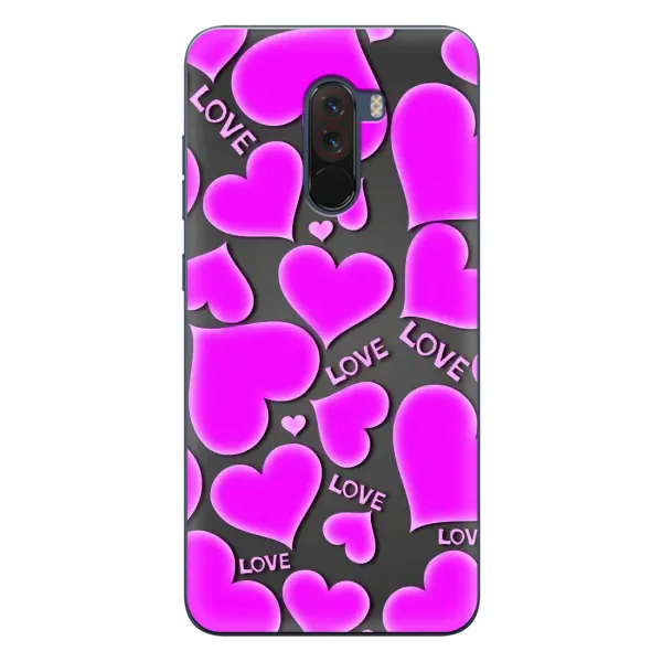 Чехол с принтом «Pink hearts» для Xiaomi POCO F1