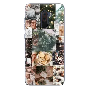 Рождественские, Праздничные Чехлы для Поко Ф1 (Рождественский коллаж)