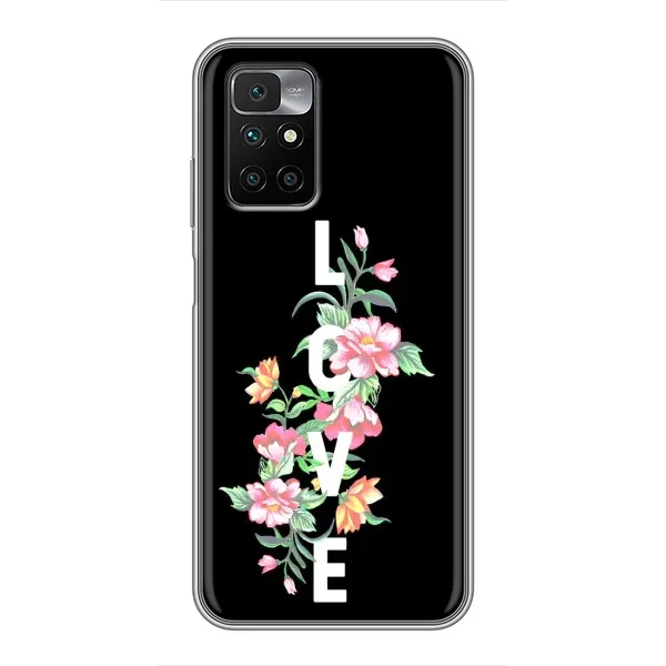 Чехол с принтом «Цветы LOVE» для Xiaomi Redmi 10 Чехол с принтом «Цветы LOVE» для Xiaomi Redmi 10