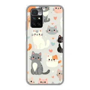 Чехол с рисунком кот на Xiaomi Redmi 10 (Коллаж котов)