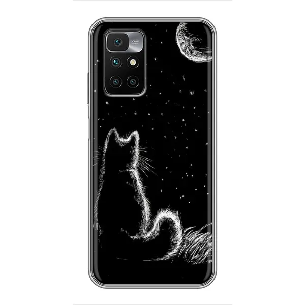 Чехол с принтом «Котик и луна» для Xiaomi Redmi 10 Чехол с принтом «Котик и луна» для Xiaomi Redmi 10