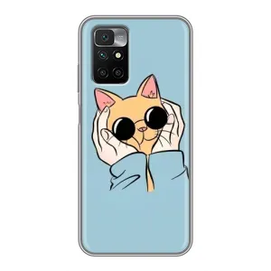 Чехол на Редми 10 с Котами (VPrint) (Котик в очках)