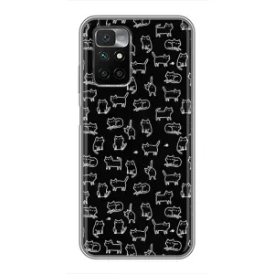 Чехол с принтом для Xiaomi Redmi 10 (AlphaPrint) Модные коты (Меленькие котики)