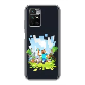 Чехол Майнкрафт на Xiaomi Redmi 10 (AlphaPrint) Minecraft (персонажи Minecraft)