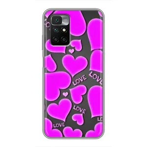 Чехлы для любимой на Редми 10 (VPrint) (Pink hearts)