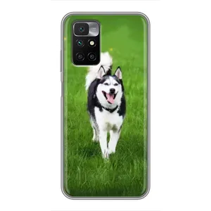 Чехол с Хаски для Xiaomi Redmi 10 - (AlphaPrint) (Радостный Хаски)