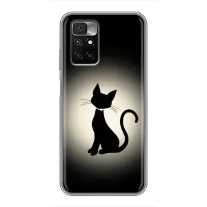 Чехол с принтом для Xiaomi Redmi 10 (AlphaPrint) Модные коты (Силуэт котика)
