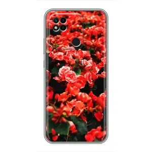 Чохли з квітами для Xiaomi Redmi 10A (VPrint) (Квіти червоні)