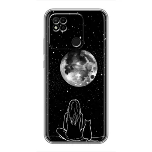 Чехол с рисунком кот на Xiaomi Redmi 10A (Девушка с котом)