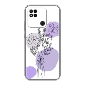 Силконовий чохол з принтом в квітах на Xiaomi Redmi 10A (Букет фіолетова абстракція)