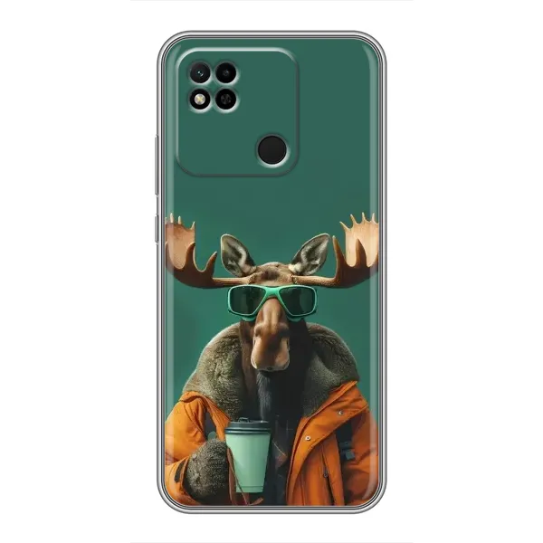 Чохол з принтом «Лось з кавою» для Xiaomi Redmi 10A