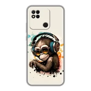 Чохол з Мавпами Xiaomi Redmi 10A - (AlphaPrint) (Макака в навушниках)