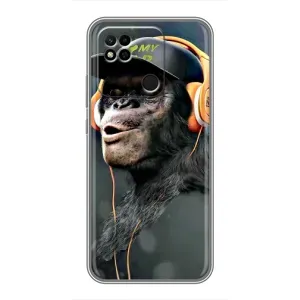 Чохол з Мавпами Xiaomi Redmi 10A - (AlphaPrint) (В навушниках)